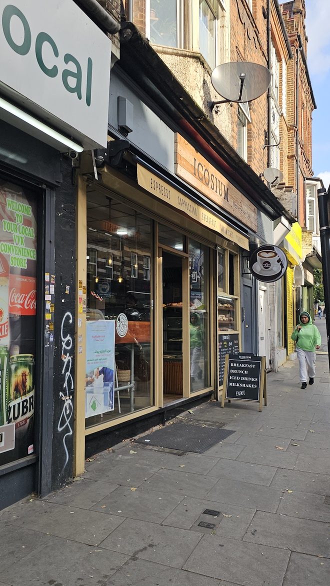 The row of shopfronts on Streatham High Road at street level